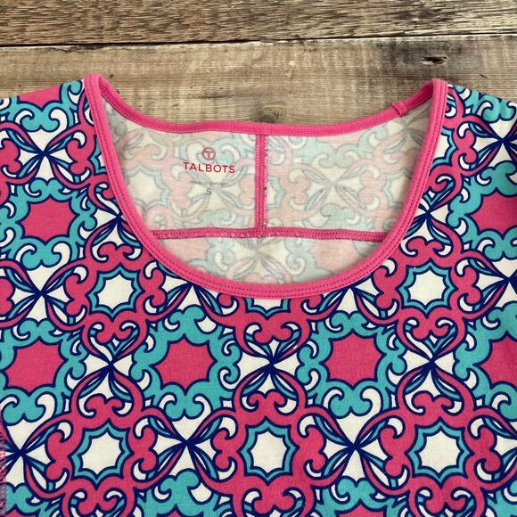 Talbots Womens Size Small Pullover Blouse T-shirt MultiColored Pattern - Picture 4 of 10